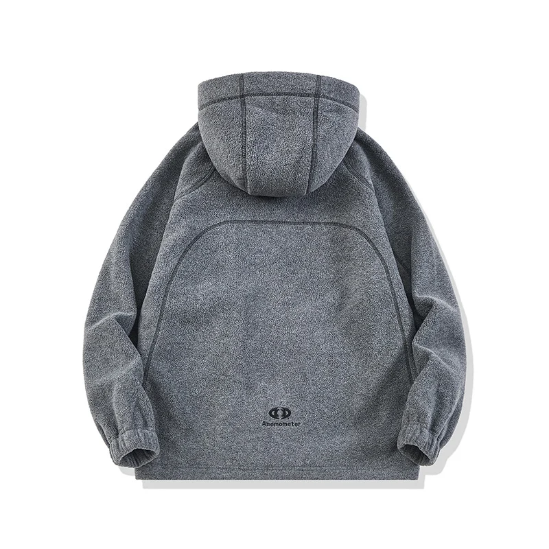 Unisex Oversize Fleece-Kapuzenjacke mit Kontrastnähten und Reißverschlusstaschen Nord Taschen