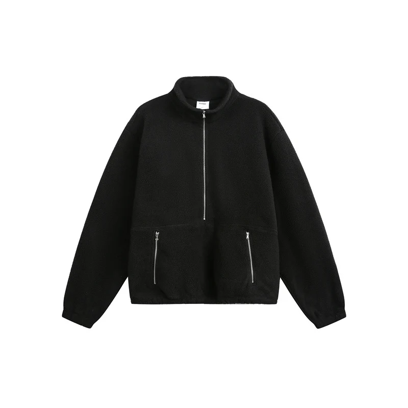 Unisex Oversize Fleece-Halbzip mit Stehkragen und Reißverschlusstaschen Nord Taschen