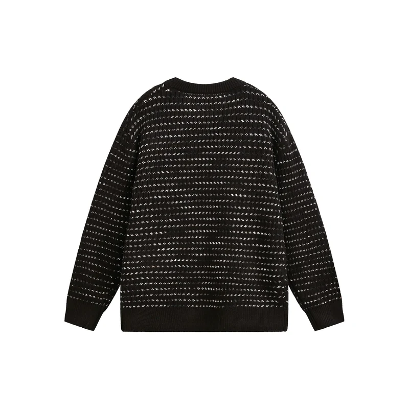 Damen Grobgestrickter Oversize-Pullover mit Rundhalsausschnitt und Strukturstreifen Nord Taschen