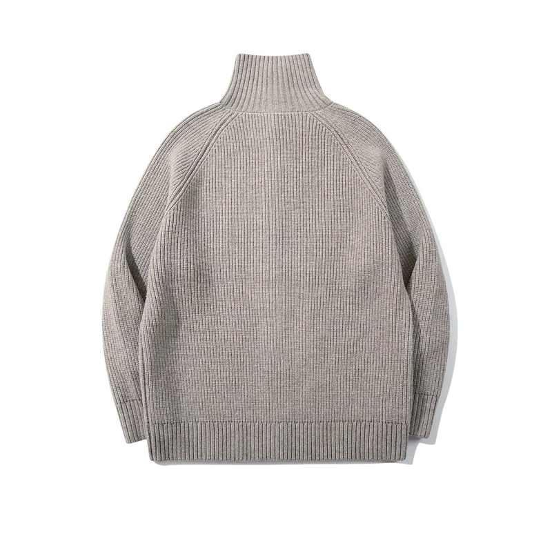 Damen Grobgestrickter Long-Cardigan mit Stehkragen und durchgehender Knopfleiste Nord Taschen