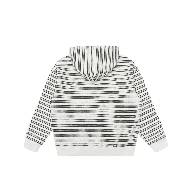 Unisex Gestreiftes Kapuzensweatshirt mit halbem Reißverschluss und Kängurutasche Nord Taschen