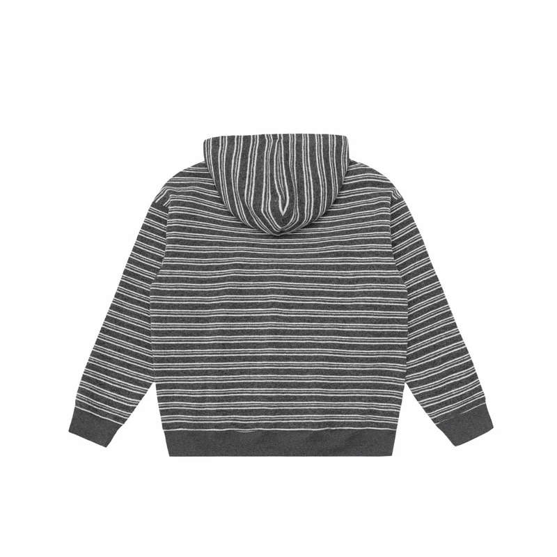 Unisex Gestreiftes Kapuzensweatshirt mit halbem Reißverschluss und Kängurutasche Nord Taschen
