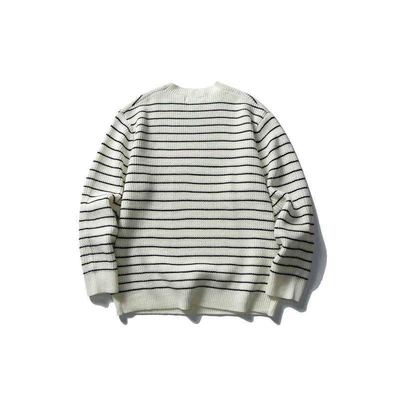 Unisex Gestreifter Strickpullover im Breton‑Look mit grober Rippstruktur und Rundhalsausschnitt Nord Taschen
