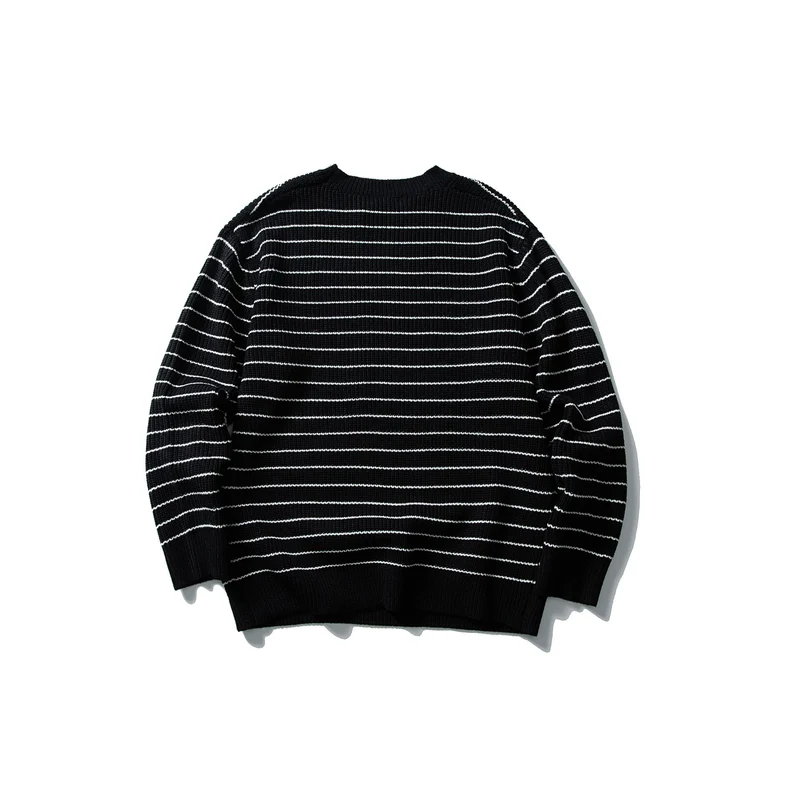 Unisex Gestreifter Strickpullover im Breton‑Look mit grober Rippstruktur und Rundhalsausschnitt Nord Taschen