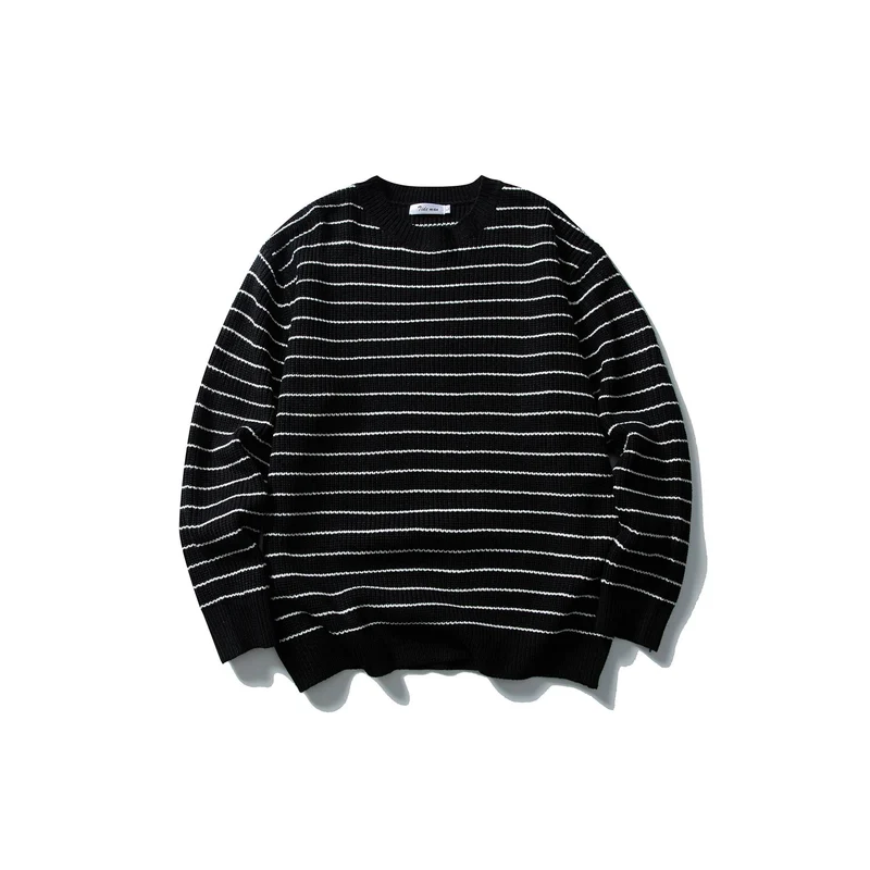 Unisex Gestreifter Strickpullover im Breton‑Look mit grober Rippstruktur und Rundhalsausschnitt Nord Taschen