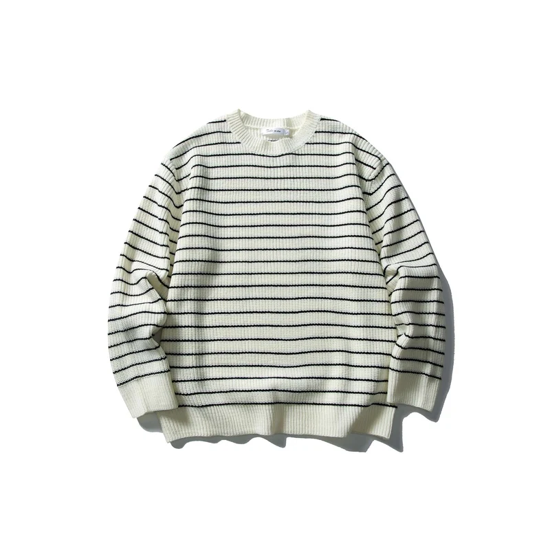 Unisex Gestreifter Strickpullover im Breton‑Look mit grober Rippstruktur und Rundhalsausschnitt Nord Taschen