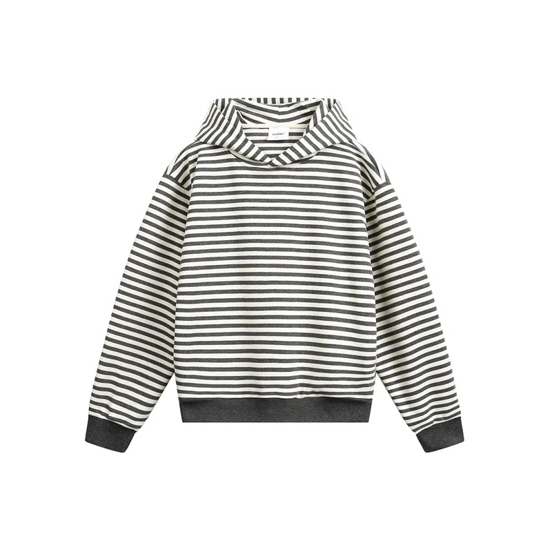 Unisex Gestreifter Kapuzenpullover im Boxy-Cut mit Raglanärmeln Nord Taschen