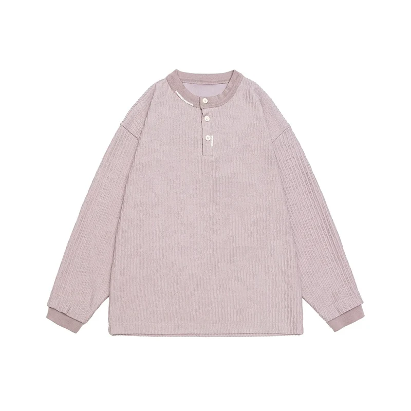 Unisex Gerippter Oversize-Henley-Pullover mit Knopfleiste Nord Taschen