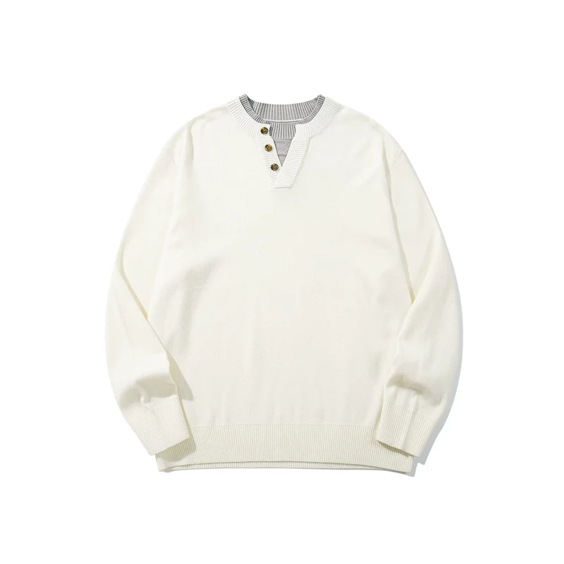Unisex Gerippter Baumwollmix-Pullover mit Henley-Knopfleiste und Relaxed-Schnitt Nord Taschen