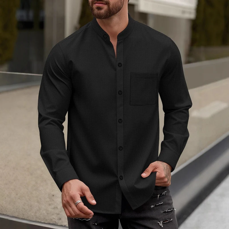 Herren Elegantes Hemd mit Stehkragen