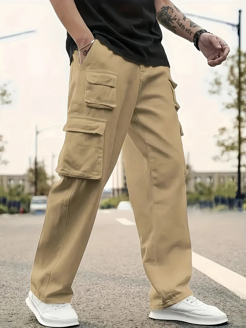 Herren Oversize Utility-Cargohose mit mehrfachen aufgesetzten Klapptaschen Nord Taschen