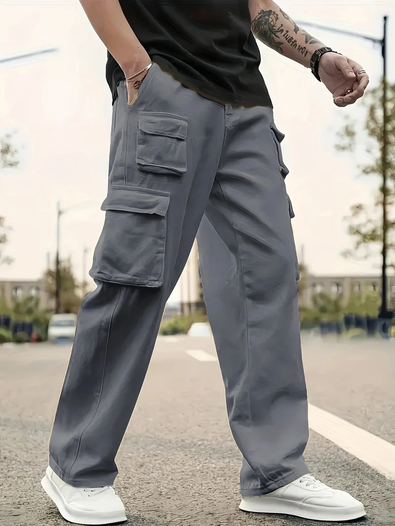 Herren Oversize Utility-Cargohose mit mehrfachen aufgesetzten Klapptaschen Nord Taschen
