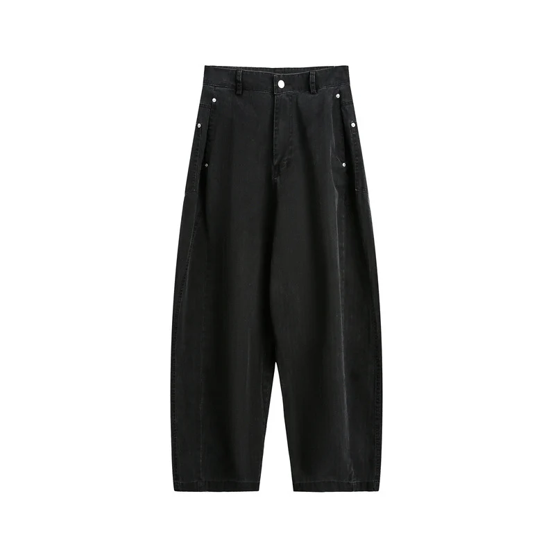 Damen Weite High‑Waist Cargo-Hose mit tiefem Schritt und aufgesetzten Seitentaschen Nord Taschen