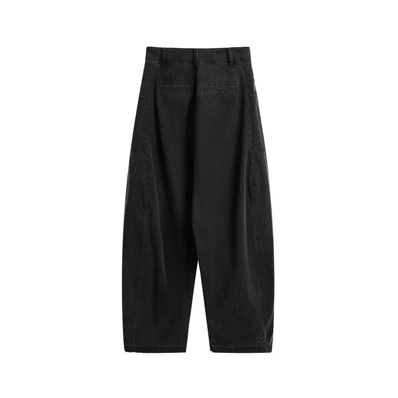 Damen Weite High‑Waist Cargo-Hose mit tiefem Schritt und aufgesetzten Seitentaschen Nord Taschen