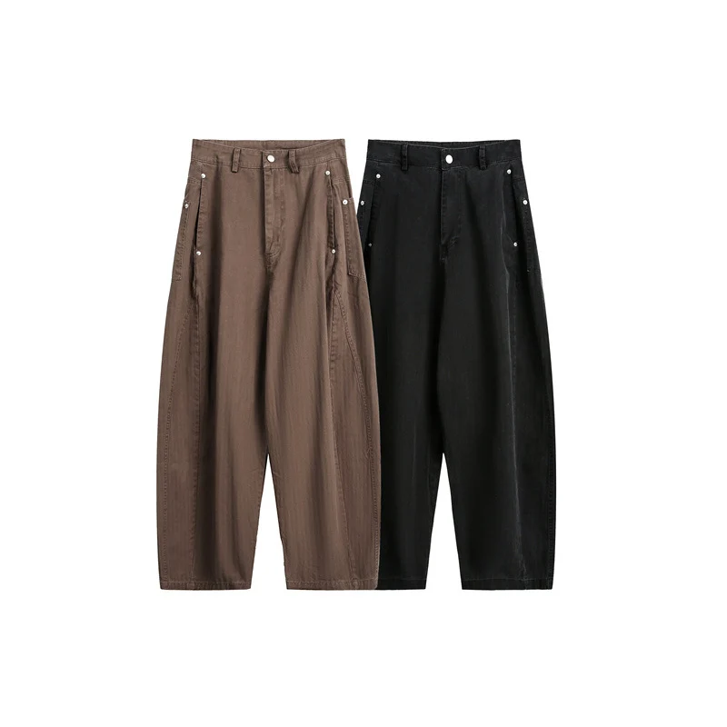 Damen Weite High‑Waist Cargo-Hose mit tiefem Schritt und aufgesetzten Seitentaschen Nord Taschen