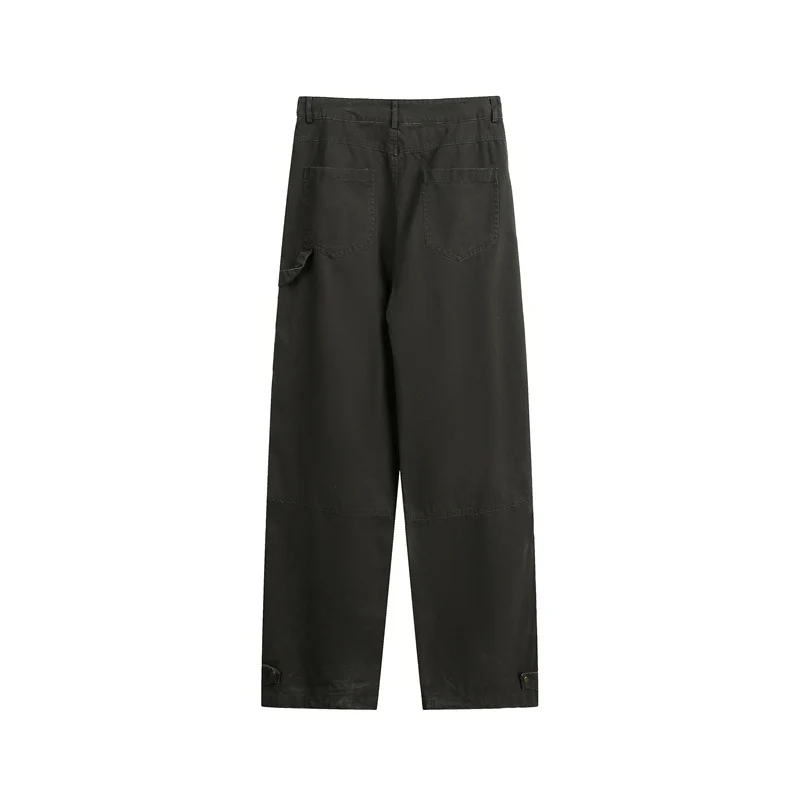 Damen Weite High‑Waist Cargo‑Hose mit Multifunktionstaschen und verstellbarem Saum Nord Taschen