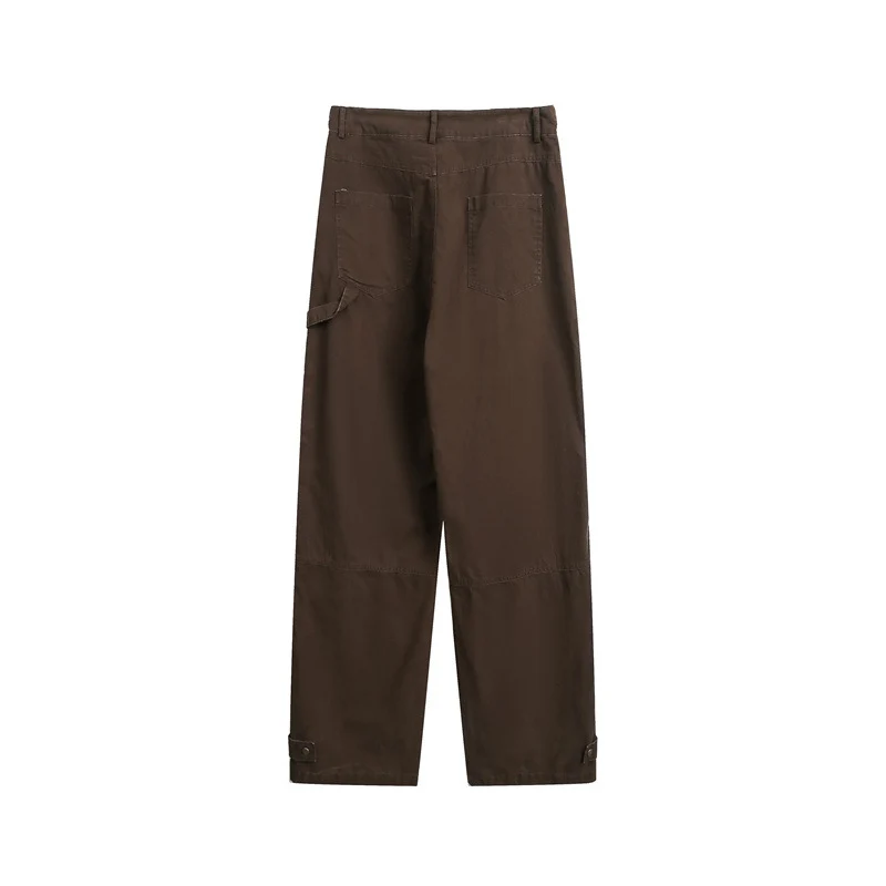 Damen Weite High‑Waist Cargo‑Hose mit Multifunktionstaschen und verstellbarem Saum Nord Taschen