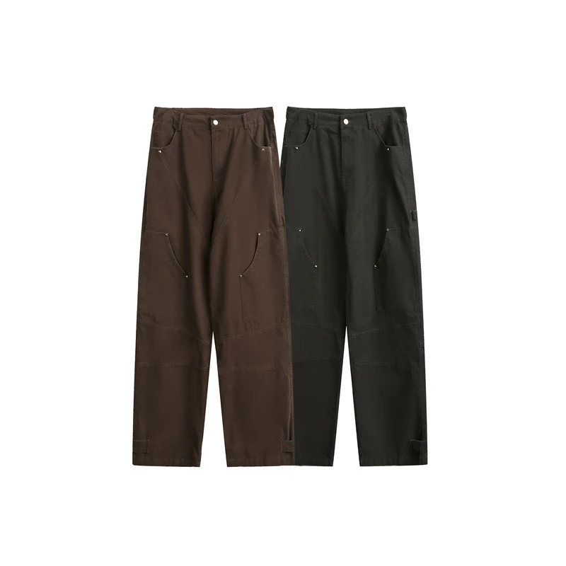 Damen Weite High‑Waist Cargo‑Hose mit Multifunktionstaschen und verstellbarem Saum Nord Taschen