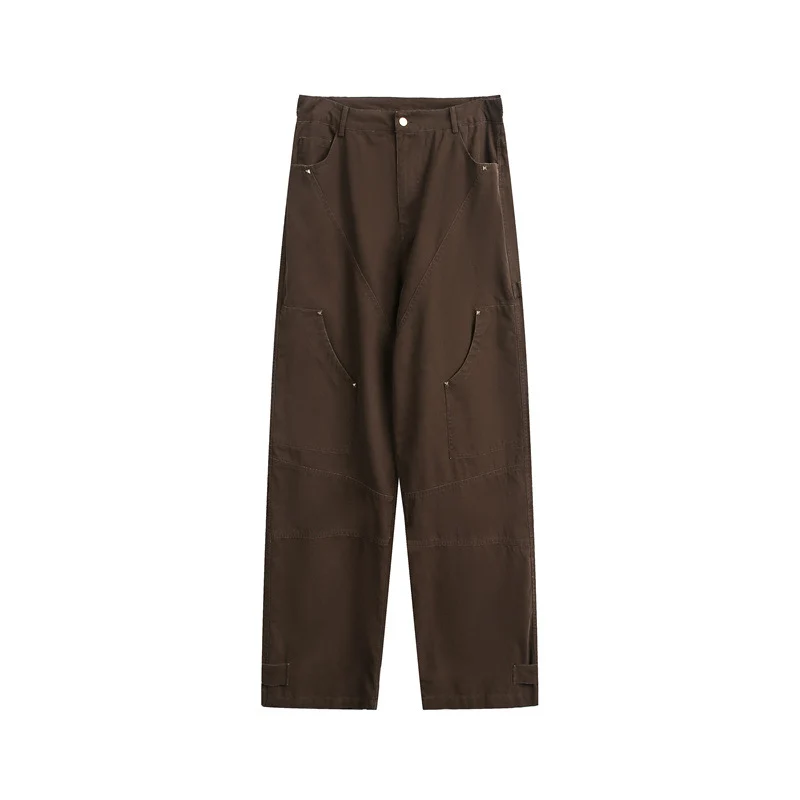 Damen Weite High‑Waist Cargo‑Hose mit Multifunktionstaschen und verstellbarem Saum Nord Taschen