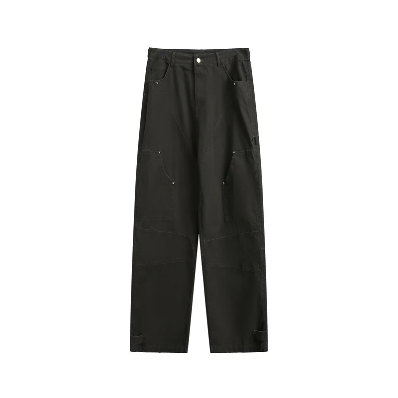 Damen Weite High‑Waist Cargo‑Hose mit Multifunktionstaschen und verstellbarem Saum Nord Taschen