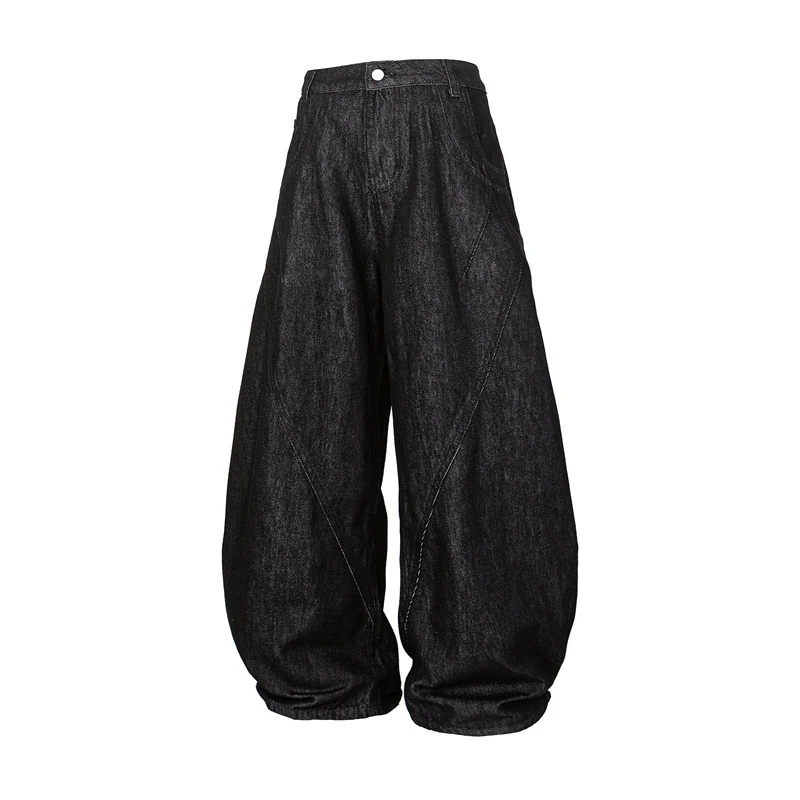 Damen Weite Harem-Denimhose mit hoher Taille und ballonförmigem Bein Nord Taschen