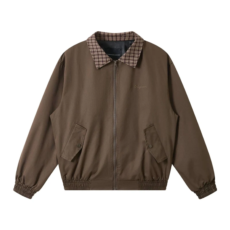 Herren Oversize‑Blousonjacke mit Karokragen und aufgesetzten Pattentaschen Nord Taschen