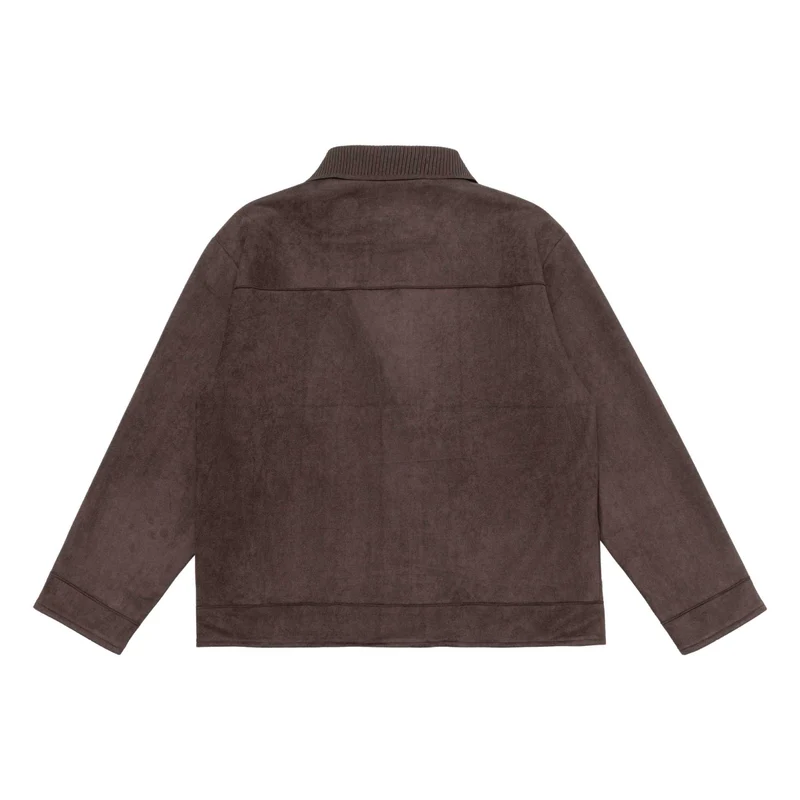 Herren Overshirt-Jacke aus strukturiertem Velours mit Rippenkragen Nord Taschen
