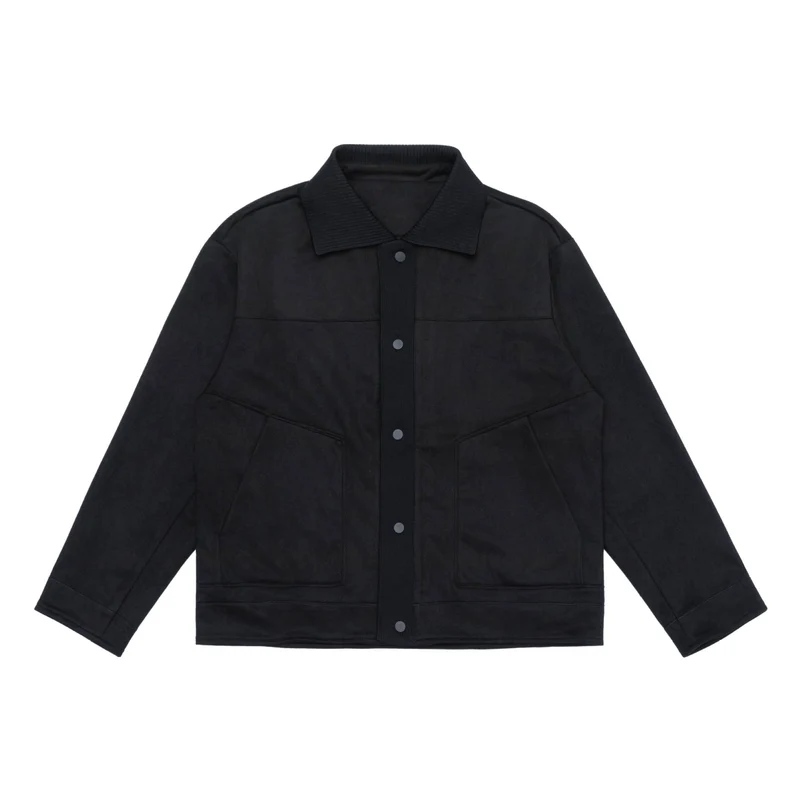 Herren Overshirt-Jacke aus strukturiertem Velours mit Rippenkragen Nord Taschen