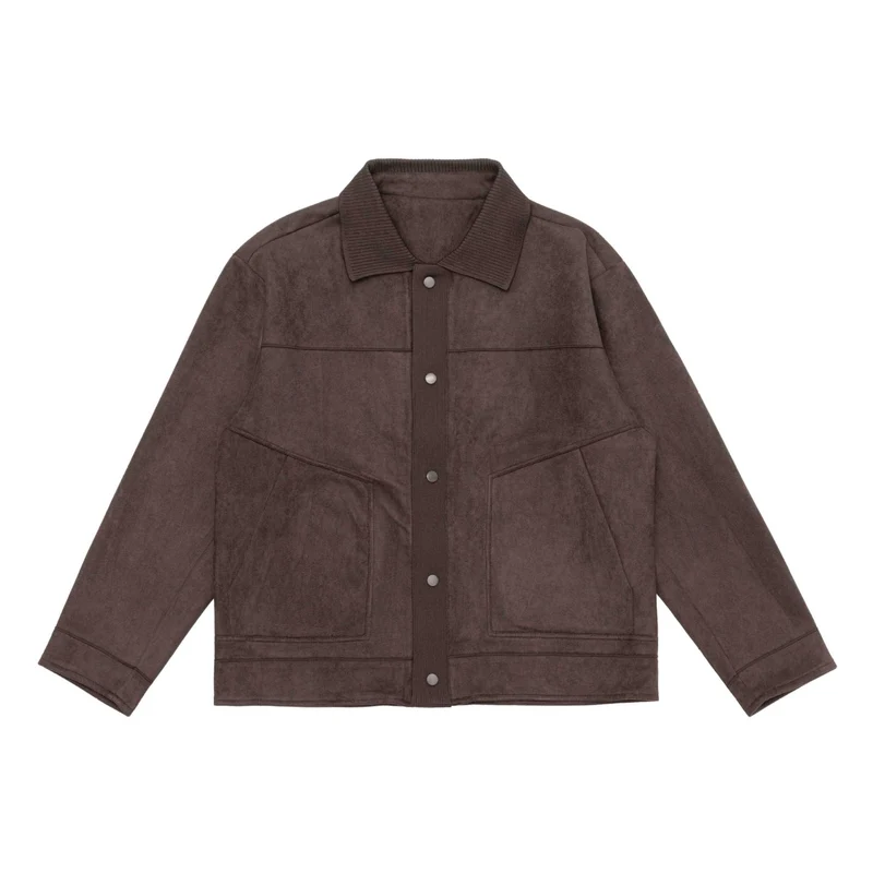 Herren Overshirt-Jacke aus strukturiertem Velours mit Rippenkragen Nord Taschen