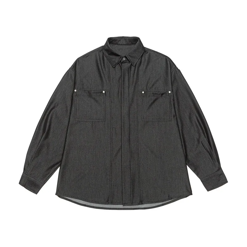 Herren Overshirt aus schwerer Twill‑Qualität mit verdeckter Knopfleiste und Brusttaschen Nord Taschen