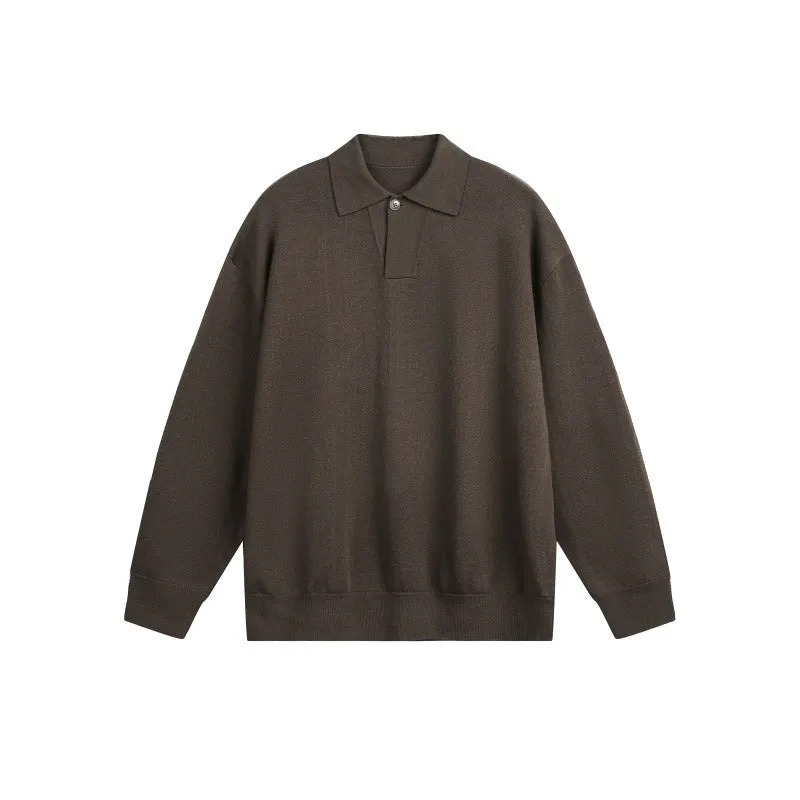 Herren Lockerer Strick-Polo-Pullover mit Knopfblende und Oversize-Schnitt Nord Taschen