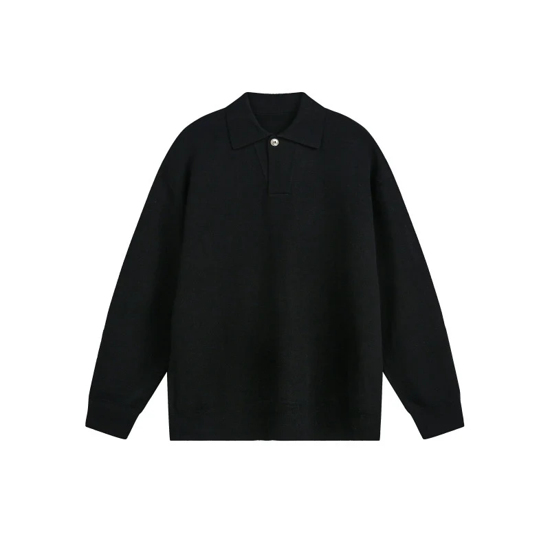 Herren Lockerer Strick-Polo-Pullover mit Knopfblende und Oversize-Schnitt Nord Taschen