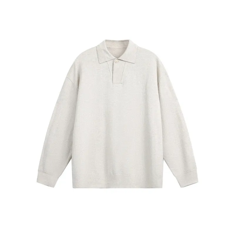 Herren Lockerer Strick-Polo-Pullover mit Knopfblende und Oversize-Schnitt Nord Taschen