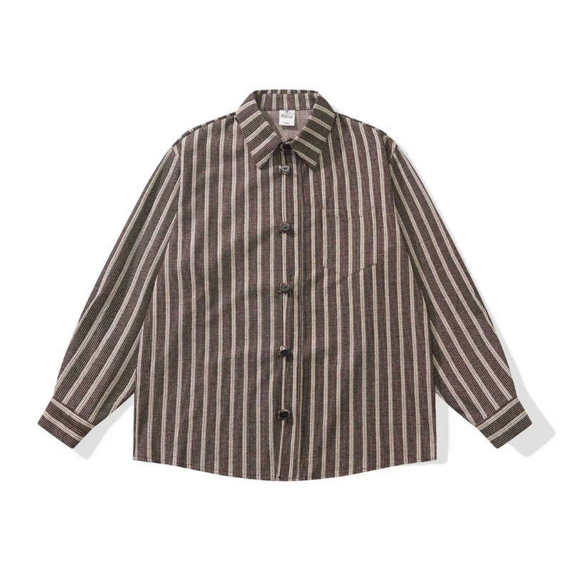 Damen Gestreifte Overshirt‑Hemdjacke mit Brusttasche Nord Taschen