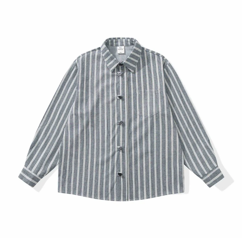Damen Gestreifte Overshirt‑Hemdjacke mit Brusttasche Nord Taschen