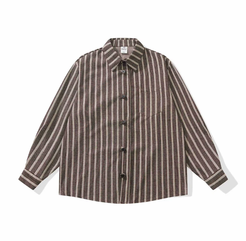 Damen Gestreifte Overshirt‑Hemdjacke mit Brusttasche Nord Taschen