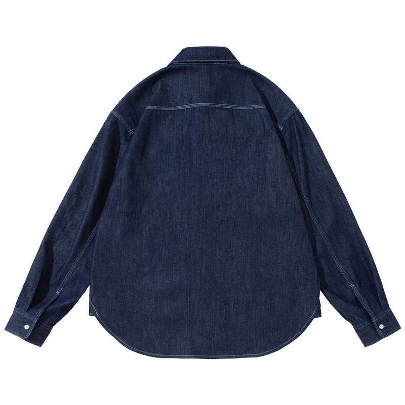 Unisex Oversize-Denim-Hemdjacke mit aufgesetzten Brusttaschen Nord Taschen