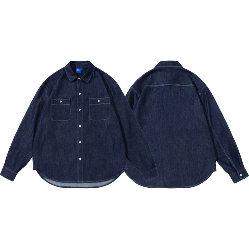 Unisex Oversize-Denim-Hemdjacke mit aufgesetzten Brusttaschen Nord Taschen