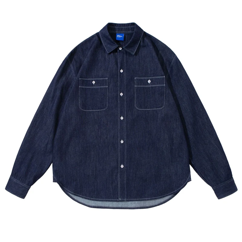 Unisex Oversize-Denim-Hemdjacke mit aufgesetzten Brusttaschen Nord Taschen