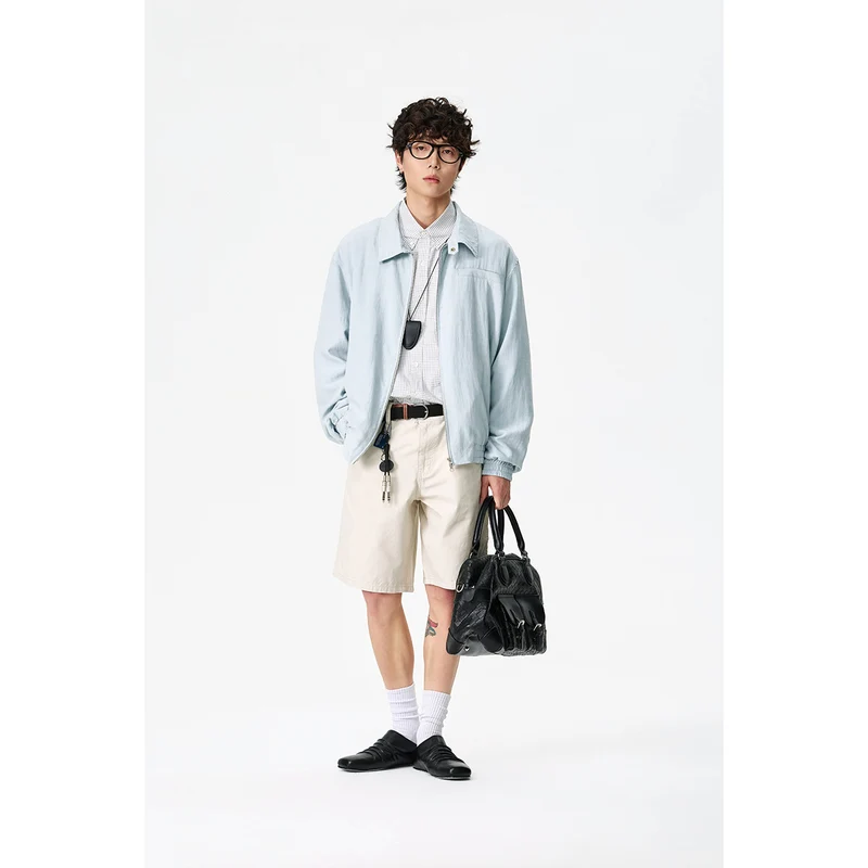 Unisex Oversize-Denim-Blouson mit fransigen Kanten und Druckknopfleiste Nord Taschen