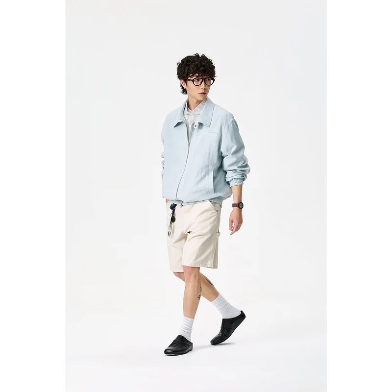 Unisex Oversize-Denim-Blouson mit fransigen Kanten und Druckknopfleiste Nord Taschen