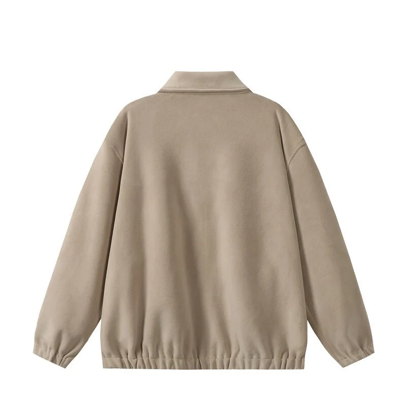 Unisex Fleece‑Blousonjacke im Boxy‑Cut mit Hemdkragen, durchgehendem Reißverschluss und elastischem Saum Nord Taschen