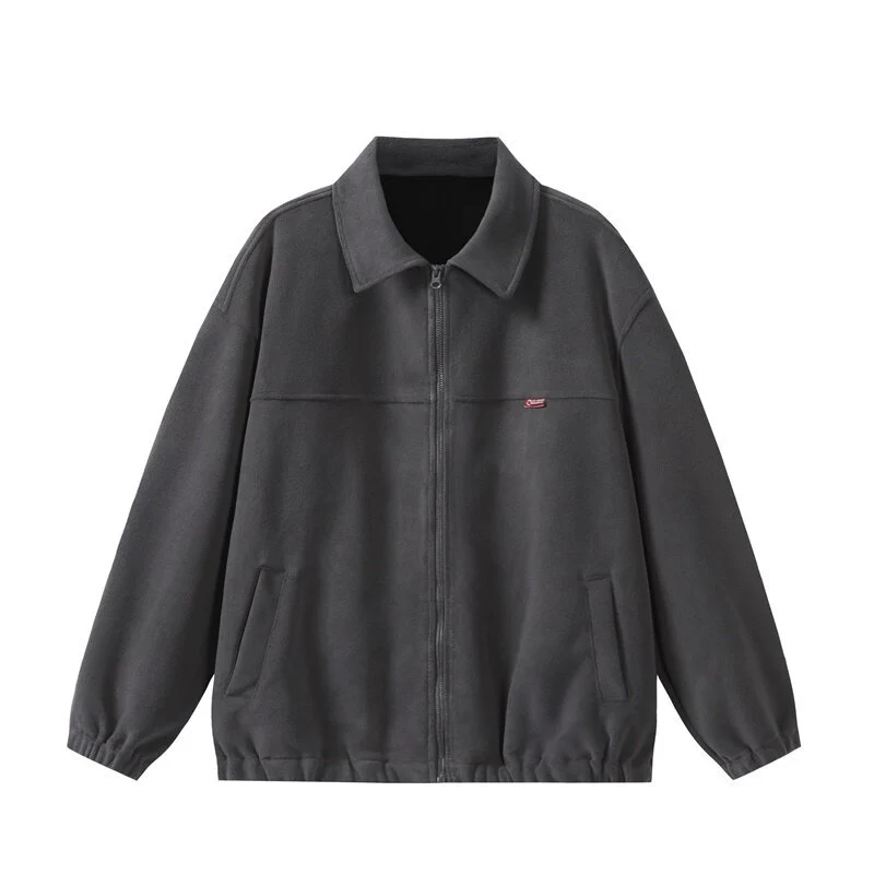Unisex Fleece‑Blousonjacke im Boxy‑Cut mit Hemdkragen, durchgehendem Reißverschluss und elastischem Saum Nord Taschen