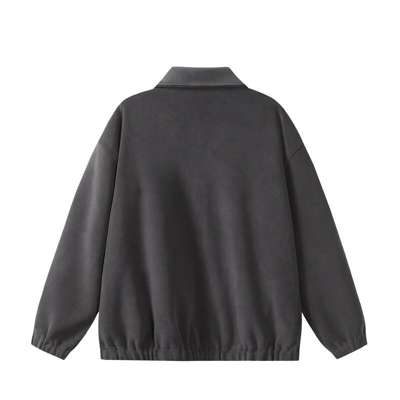 Unisex Fleece‑Blousonjacke im Boxy‑Cut mit Hemdkragen, durchgehendem Reißverschluss und elastischem Saum Nord Taschen