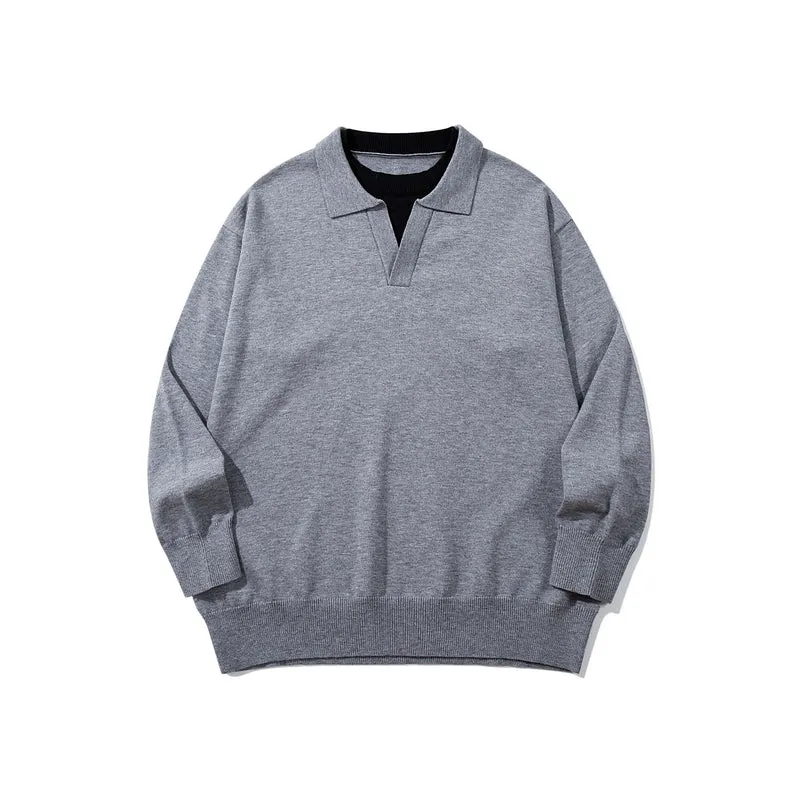 Unisex Feinstrick-Polo mit V‑Ausschnitt‑Cutout und integriertem Rollkragen-Layer Nord Taschen
