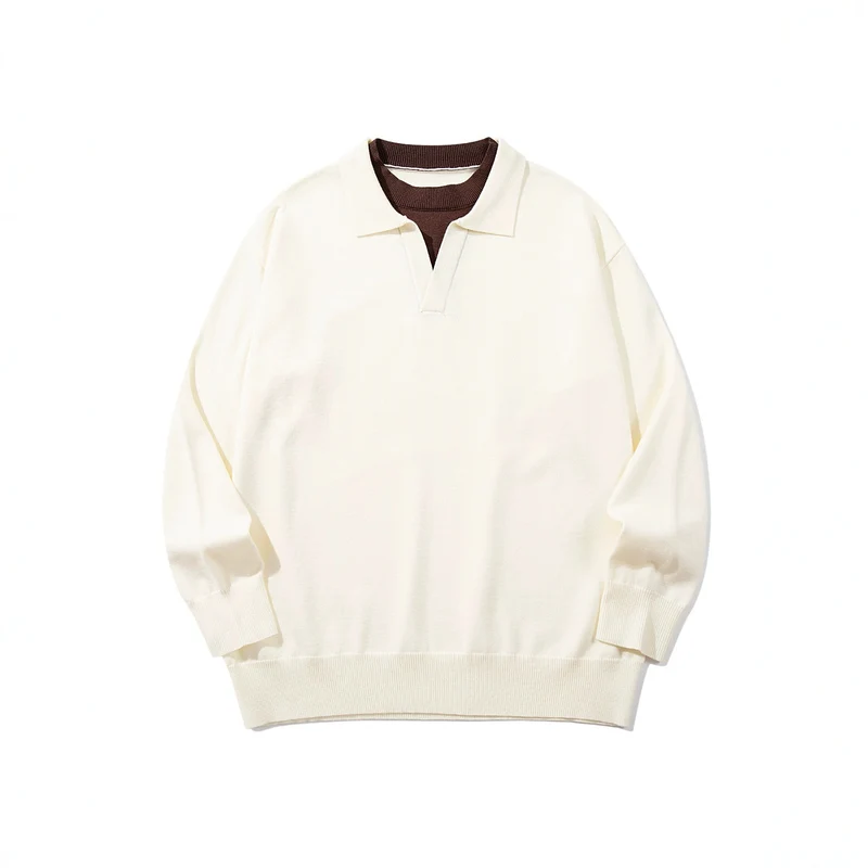 Unisex Feinstrick-Polo mit V‑Ausschnitt‑Cutout und integriertem Rollkragen-Layer Nord Taschen