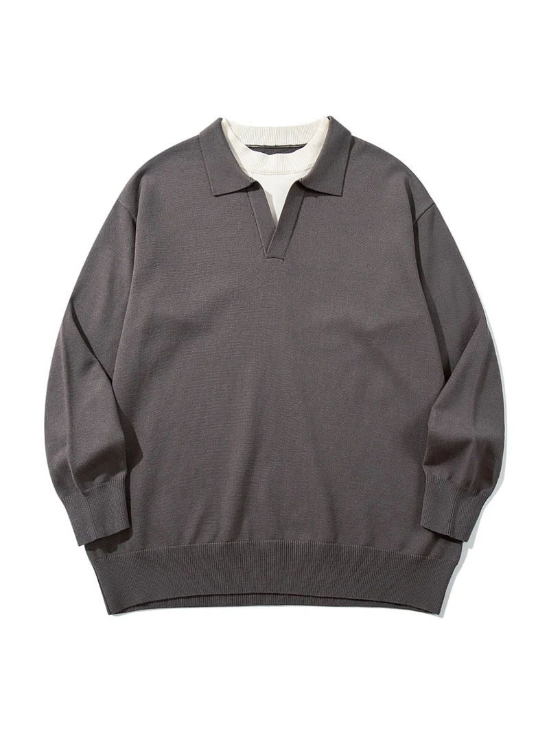 Unisex Feinstrick-Polo mit V‑Ausschnitt‑Cutout und integriertem Rollkragen-Layer Nord Taschen