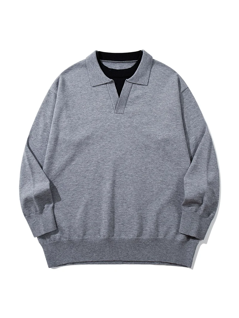 Unisex Feinstrick-Polo mit V‑Ausschnitt‑Cutout und integriertem Rollkragen-Layer Nord Taschen