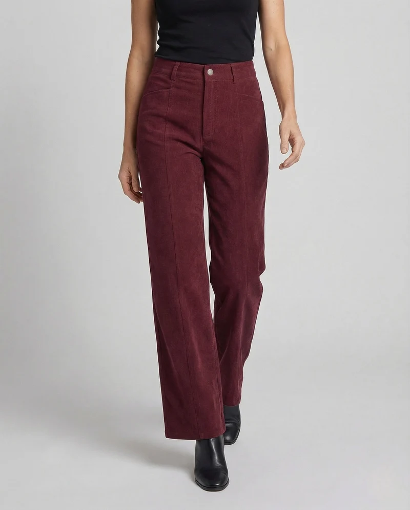 Damen Cordhose Bügelfalte Weit