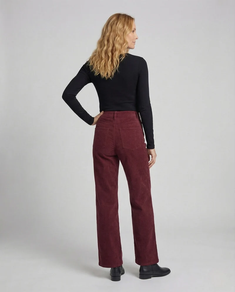 Damen Cordhose Bügelfalte Weit